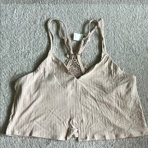Aerie Built-in-Bra Lace Crop Top, size L.